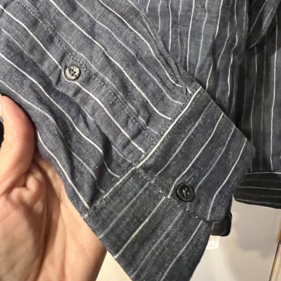 Joe's Jeans Cooper Collection Linen Pinstripe Long Sleeve Button Down Men L NWT - Picture 9 of 10